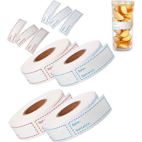 4 Rouleaux 500 pièces Etiquette confiture, Etiquettes congelation, Étiquettes de Durée de Conservation, etiquettes autocollantes, pour bouteille, pot de stockage, pot alimentaire, emballage cadeau (75 (1/5)