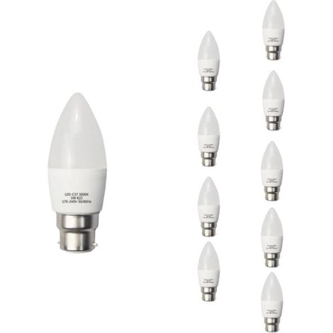 Pack de  10 - Ampoule LED B22 6W 220V C37 180° - Blanc Chaud 2300K - 3500K - SILAMP (1/4)