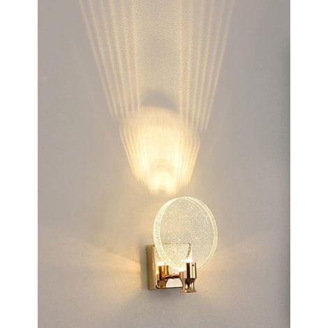 Applique Murale Cristal, Luminaire Mural Interieur de Style Nordique de Luxe, Lampe Murale Ronde Créatif pour Chambre, Chevet, Salon, Salle de Bain, Commode, Couloir (Or, 13cm) (1/5)