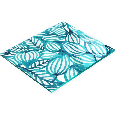 Tablero decorativo multifuncional de vidrio templado con estampado floral, 60x52 cm.