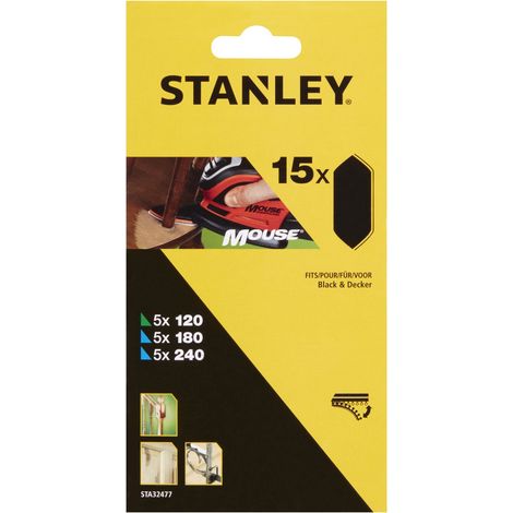 Hojas de lija x15 grano 120,180,240 para mouse Stanley STA32477-XJ