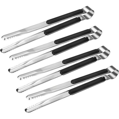 Juego de 4 pinzas de cocina de acero inoxidable de primera calidad con mango antideslizante y propiedades resistentes al calor (1/5)