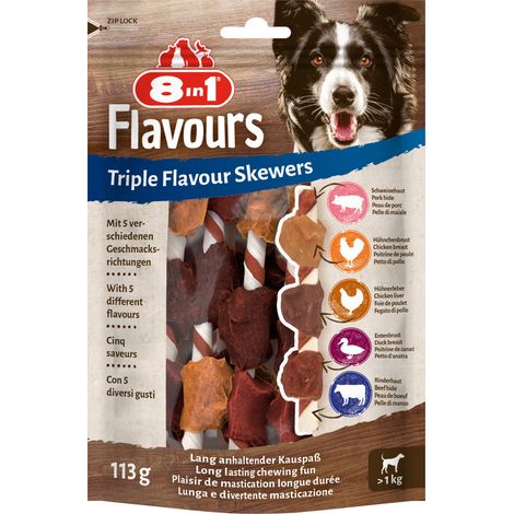 8in1 Flavours Kaustange Triple Flavour Skewers 113 g Hundeleckerlis (1/3)
