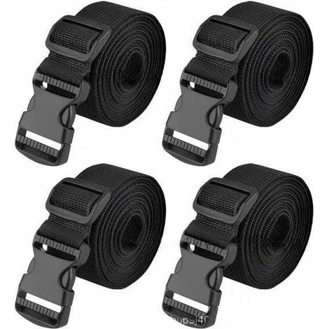 Correas para equipaje -paquete de 4 piezas- hebillas de liberación rápida - correas de trinquete - correas para equipaje -Negro-3,83cm (1/5)