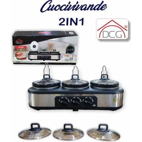 Cuocivivande eléctrico 2 en 1 con 3 vasques de 1,3 L cada una