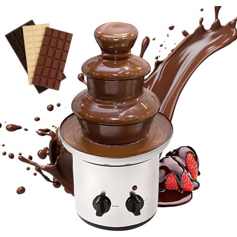Fontaine à chocolat électrique 3 étages avec plateau contrôle automatique de température qualité alimentaire antiadhésif acier inoxydable blanc pot de fonte fondue bonbons (1/5)