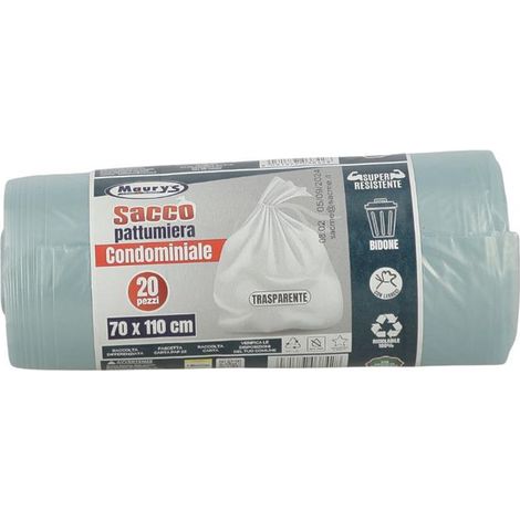 MAURY'S SACCHI PER PATTUMIERA 70X110 CM CONFEZIONE DA 20 PEZZI IN COLORE TRASPARENTE OKX