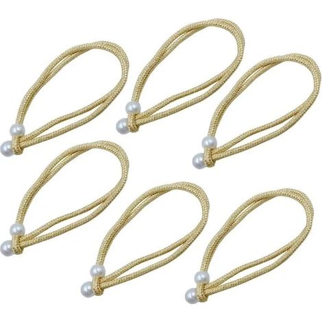 6 pièces tressées Rideau Corde Cravate Ceinture,Perles Rideau Embrasse 40cm, pour Salon, Chambre, café - Or Clair - Or Clair (1/5)
