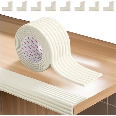 1 rotolo da 2 m di protezioni angolari adesive - bianco avorio - protezioni angolari antiurto per mobili baby (1/5)