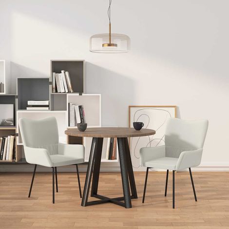 Lot de 2 Chaises scandinave Chaises de salle à manger Crème Velours 97192 (1/5)