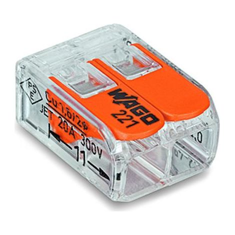 Bustina da 10 morsettiere con 2 ingressi Wago Serie 221