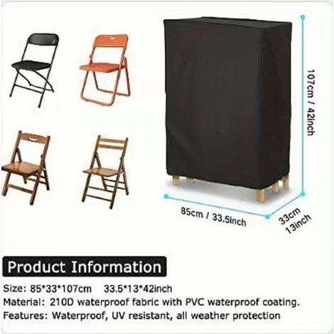 Housses pour Mobilier de Jardin, 210D Housse de Protection Imperméable, Tissu Oxford Housse Chaise Extérieur pour Chaise Longue Pliante, Coupe-Vent, Anti-UV Housse Fauteuil Jardin, 85x33x107 cm (1/3)