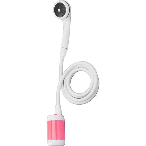 Douche électrique portable rose, idéale pour le camping, le spa, le lavage de voiture et d'animaux, ainsi que l'arrosage des plantes et légumes.