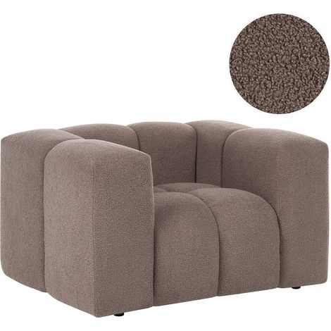 Armchair Taupe Boucle with Armrests Modern Japandi Style Living Room ANTOLA (1/5)