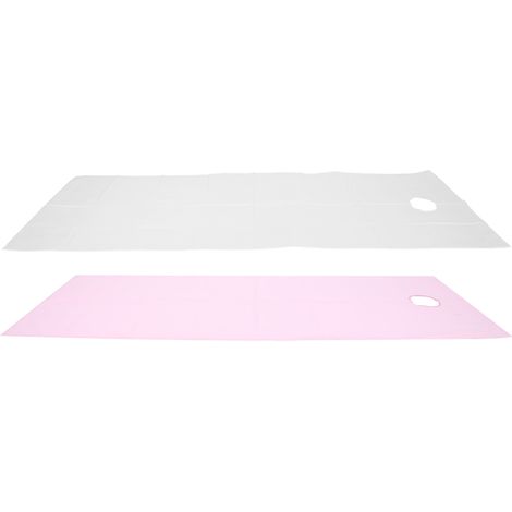 Lot de 2 draps jetables en polyester respirant et imperméable, parfaits pour les massages en salon de beauté (blanc et rose). (1/5)