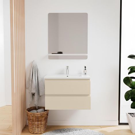 Mob-In – Meuble sous vasque 60 cm SORRENTO – 2 tiroirs de rangement – Panneau de particules mélaminé – Installation facile