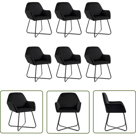 INLIFE Chaises de salle à manger 6 pcs Noir Velours (1/5)