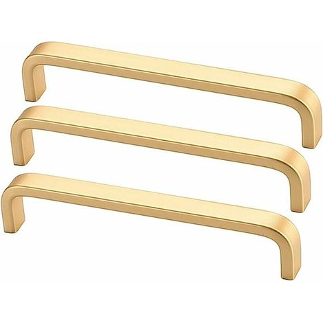 Griffe, goldene Küchenschrankgriffe, Ziehgriff, Schrank, Schublade, Schlafzimmer, Möbel, Schubladenbeschläge, Möbelknöpfe (3 Stück, Lochabstand 128 mm)