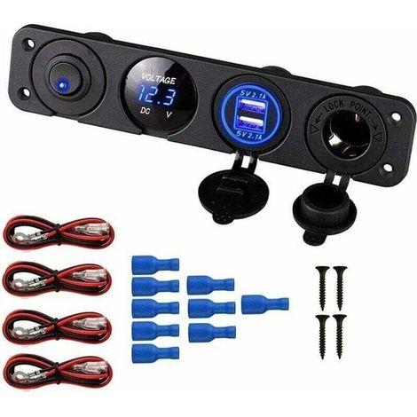 in 1 Marine Switch Panel, 12V 4.2A Dual USB Charger Power Socket, LED Voltmeter and Cigarette Lighter MUMU (1/4)