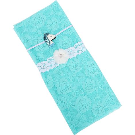 Accessoires pour séance photo de nouveau-né : couverture en dentelle avec bandeau pour les cheveux (bleu clair) (1/5)