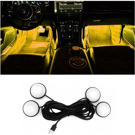 Lumières LED d'intérieur de voiture, kit de lumière néon d'ambiance automobile avec port USB, accessoires de voiture, cadeaux pour homme et femme, lumières décoratives 4 en 1 pour voiture, (1/5)