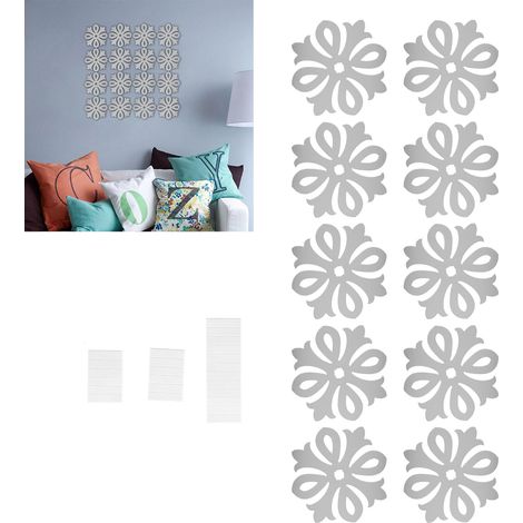 Stickers muraux miroir modernes à faire soi-même pour plafond, salon et fond de télévision (argenté) (1/5)