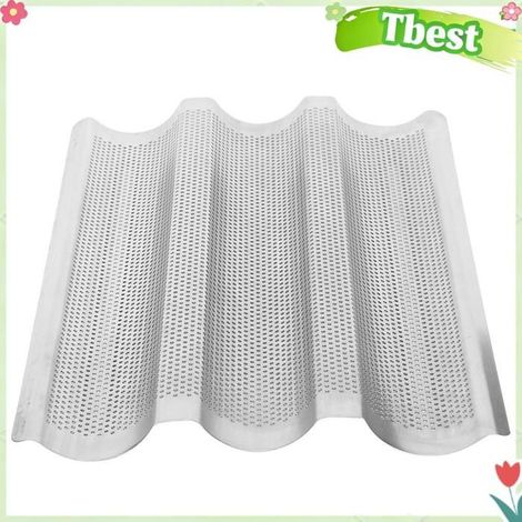 Plaque de Cuisson pour Four Grille-Pain 3 Waves, Moule à Pain perforé en Acier Inoxydable, Moule à Long Français (1/4)