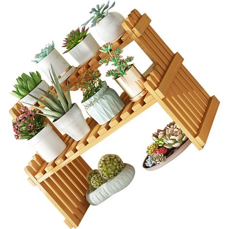 Support de plantes en bambou sur table étagère à fleurs pour intérieur extérieur maison terrasse pelouse jardin balcon petit 40cm/15.74in (1/3)