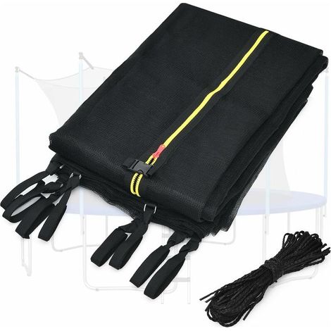 Sicherheitsnetz für 244-cm-Trampolin, 6-Stangen-Trampolinnetz, UV-beständig, Doppelreißverschluss, Innenkantenverstärkung, Schwarz (1/5)