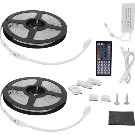 Bande lumineuse LED intégrée RF Bluetooth 20 mètres avec télécommande 44 touches, 250V 10A, contrôle à distance, pour décoration intérieure (1/5)