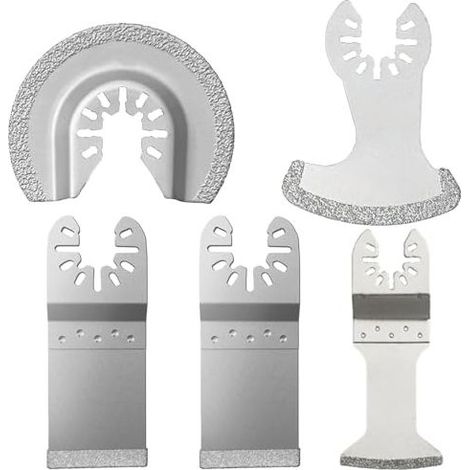 Lame per sega oscillante multifunzione, 5 pezzi, accessori multifunzionali, sverniciatore per cemento, sverniciatore per fughe di piastrelle, compatibile con DeWalt e Makita (1/5)