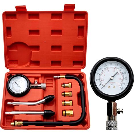Gasoline Diesel Compression Tester: Oil Pressure Gauge with 4 Adapters M10, M12, M14, M18, Compression Gauge for Car Truck Car Motorcycle Measuring 0-20 bar or 0-300 PSI (1/5)
