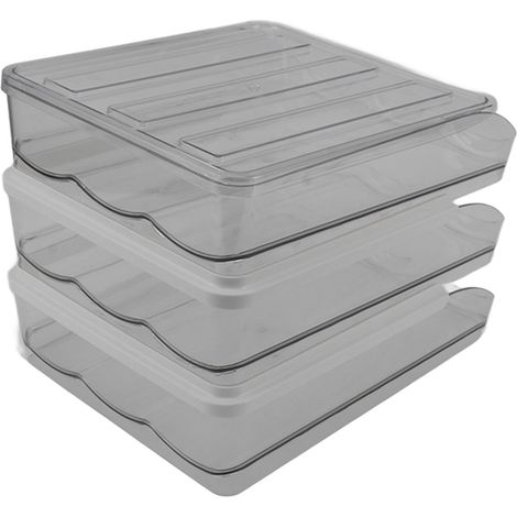 Boîte à œufs pour frigo design incliné transparente grande capacité amovible bac rangement œufs distributeur 3 étages (1/5)