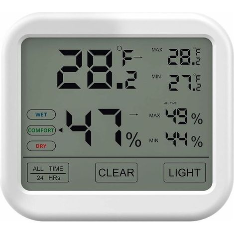 Thermomètre Hygromètre Intérieur avec Haute Précision, Numérique LCD Moniteur Température et Humidité, Indicateur du Niveau de Confort Idéal pour Chambres de Bébé, Maison, Cave, Frigo, Garage (1/4)
