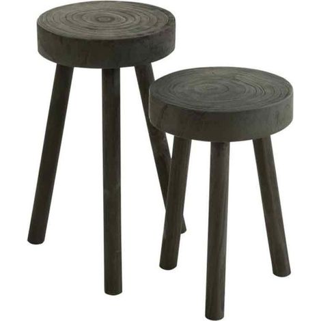 Lot de 2 Tabourets en Bois "Jenny" 56cm Noir (1/5)