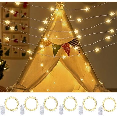 6 Pack 2M Star String Lights with 20 LED Battery Operated Indoor Bottle Vase Lights for Birthday Party Wedding Christmas (1/5)