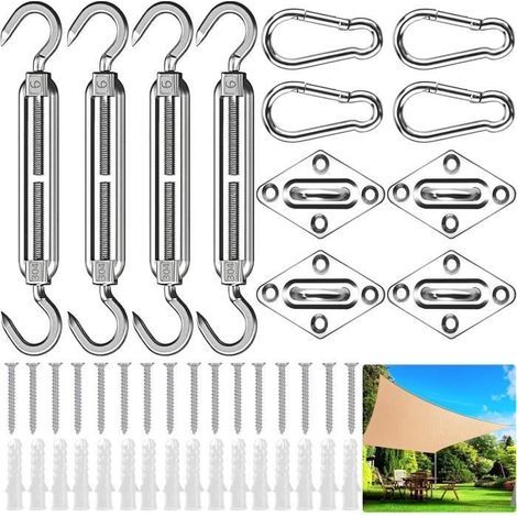 Shade Sail Fixing Kit, 44-Piece for Garden Awning