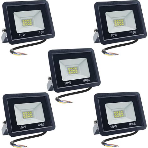 Projecteur LED 10W LEDs Eclairage Exterieur 850LM IP66 Imperméable spot led exterieur Super Brillant Eclairage Extérieur Blanc Chaud 3000k Spot LED Extérieur pour Jardin, Patio, Garage, 5 Pièces