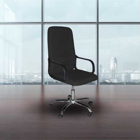 Poltrona da ufficio rivestimento tessuto color nero con ruote - CR106H (1/5)