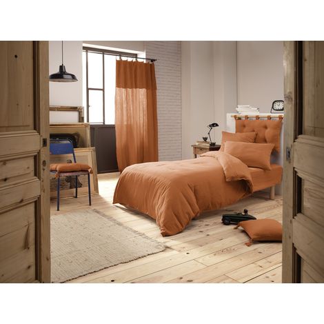 Housse de Couette 140 x 200 cm – Double Gaze de Coton 125 g/m² – Gaïa Abricot