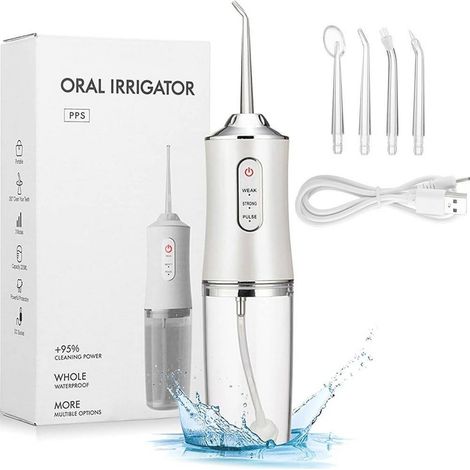TrAdE Shop Traesio - Idropulsore Dentale Portatile 3 Modalità 4 Ugelli Ricambio Ipx7 Usb Ricaricabile - (1/5)