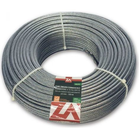 1PZ FUNE METALLICA ANTIGIRO ACCIAIO ZINCATO  mm6 rotoli mt100, 133 fili (1/3)