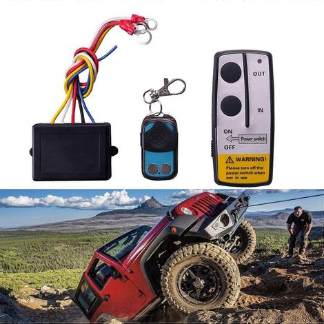 Kit de télécommande sans fil pour treuil 2x 12V 50 pieds, adapté aux camions, jeeps, VTT et véhicules Warn Ramsey. (1/5)