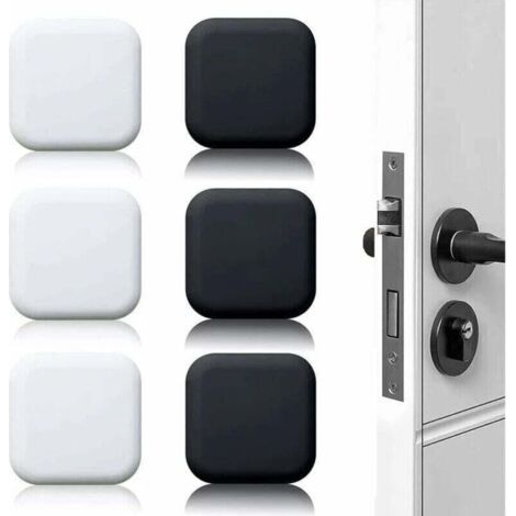 Butée de porte murale blanche/noire 45 mm x 45 mm, lot de 6, butées de porte en caoutchouc auto-adhésives, butées de poignée de porte, butées murales pour poignées de porte contre butées de porte