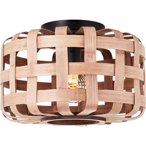 Brilliant Lampe Woodline Deckenleuchte Bambus 36cm Metall/Textil braun 1x A60, E27, 60 W