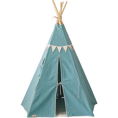Ensemble Tente tipi et matelas enfant natural colors - Bleu, gris (1/5)
