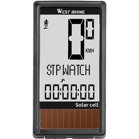 Tachymètre sans fil à énergie solaire pour vélo, compteur de vitesse sans fil pour VTT, accessoires de cyclisme en plein air-7X3.6X1.3CM-Black (1/2)