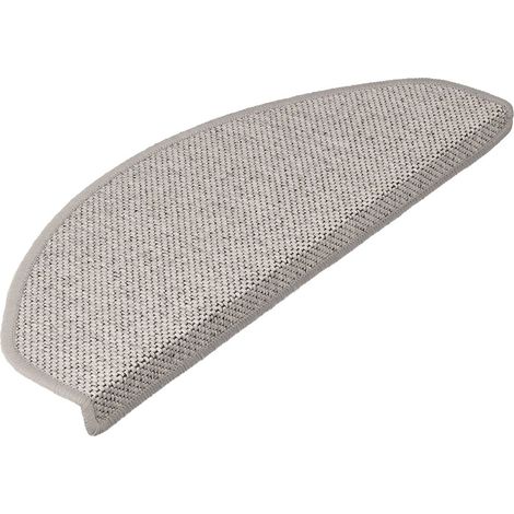 Tapis d'escalier Sabang Aspect Sisal Argent Demi-circulaire 19 x 56 cm