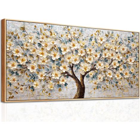 Tableau Decoration Murale Arbre de Vie Fleur Cadre 50x100 cm (1/5)