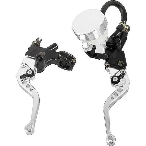 Ensemble maître-cylindre hydraulique en aluminium usiné CNC, réservoir, levier de frein, câble et poignée d'embrayage pour motos de 250 à 500 cm³ - Argent (1/5)